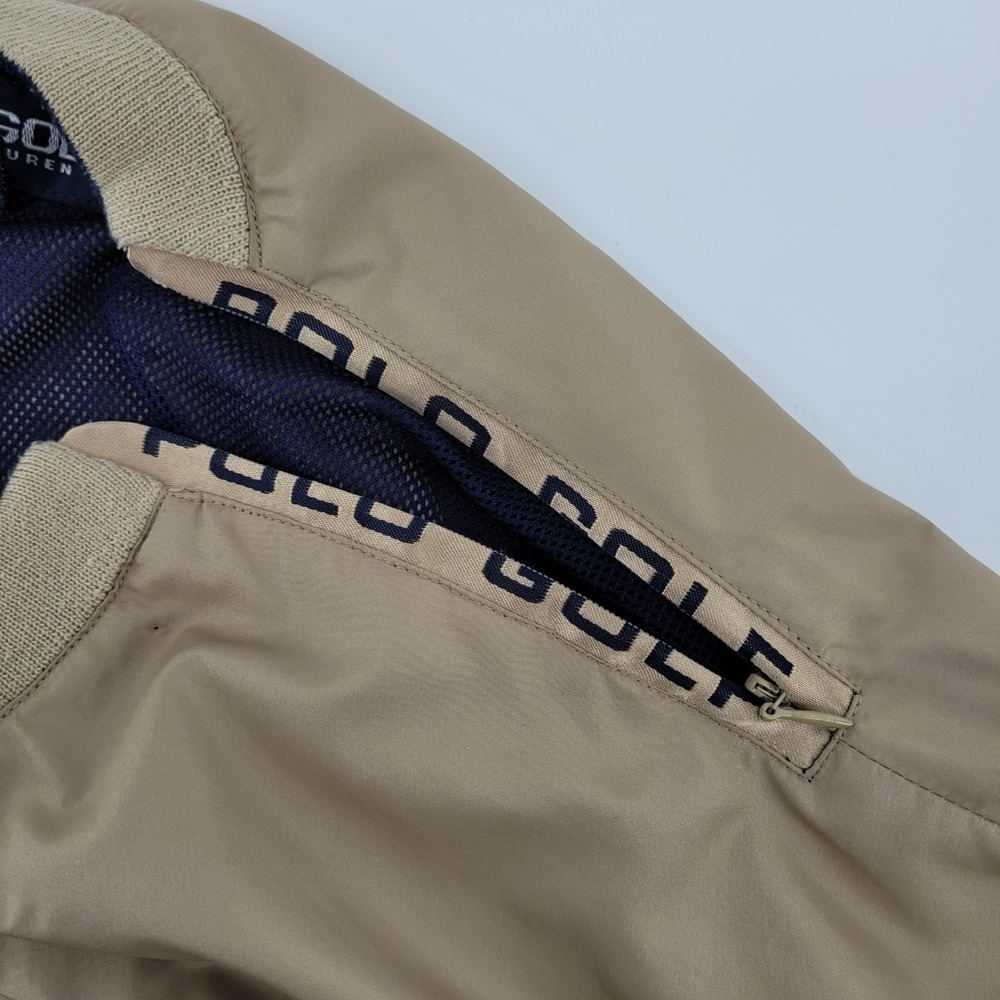 [READ] Polo Golf Ralph Lauren Windshirt Mens Medium Tan Crest Pullover Jacket - Picture 8 of 9
